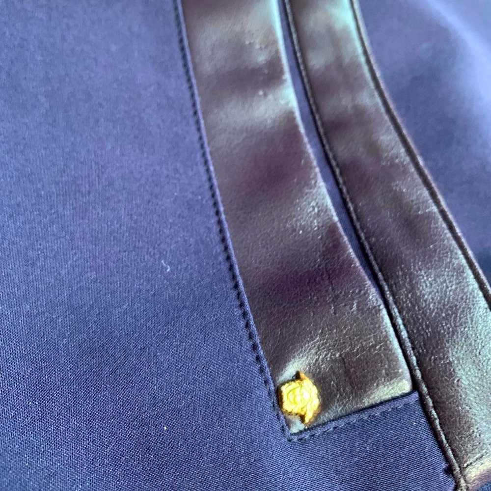 Versace purple sexy skirt leather trim size 28/42